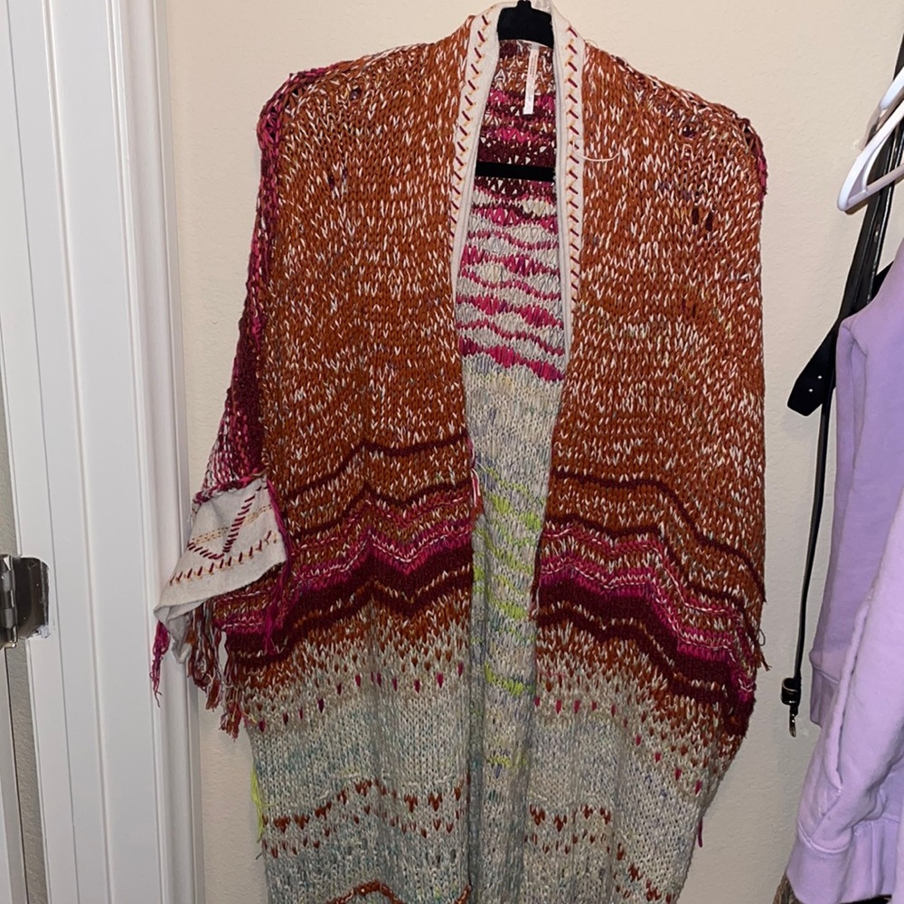 Free people knitted floor length cardigan